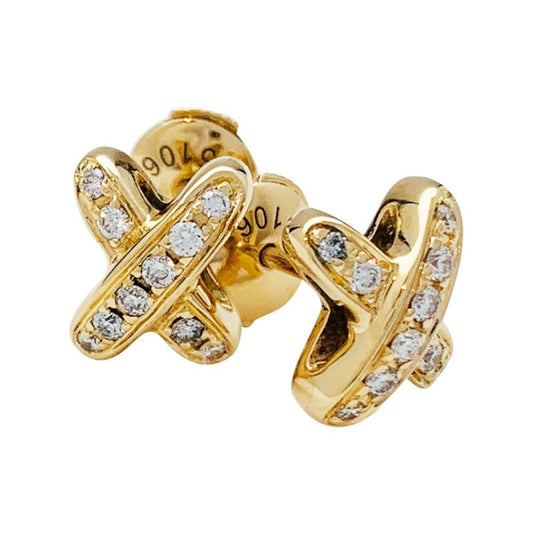 [Royal Jewelry]JEUX DE GOLD DIAMOND EARRINGS