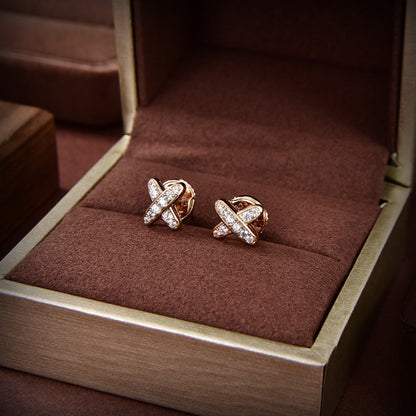 [Royal Jewelry]JEUX DE GOLD DIAMOND EARRINGS