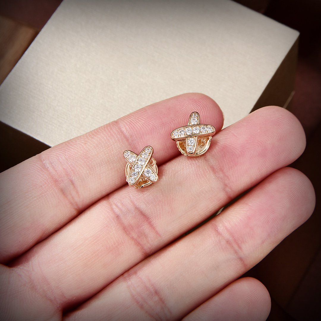 [Royal Jewelry]JEUX DE GOLD DIAMOND EARRINGS