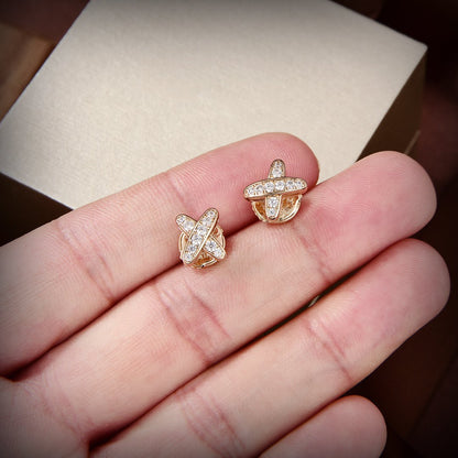 [Royal Jewelry]JEUX DE GOLD DIAMOND EARRINGS