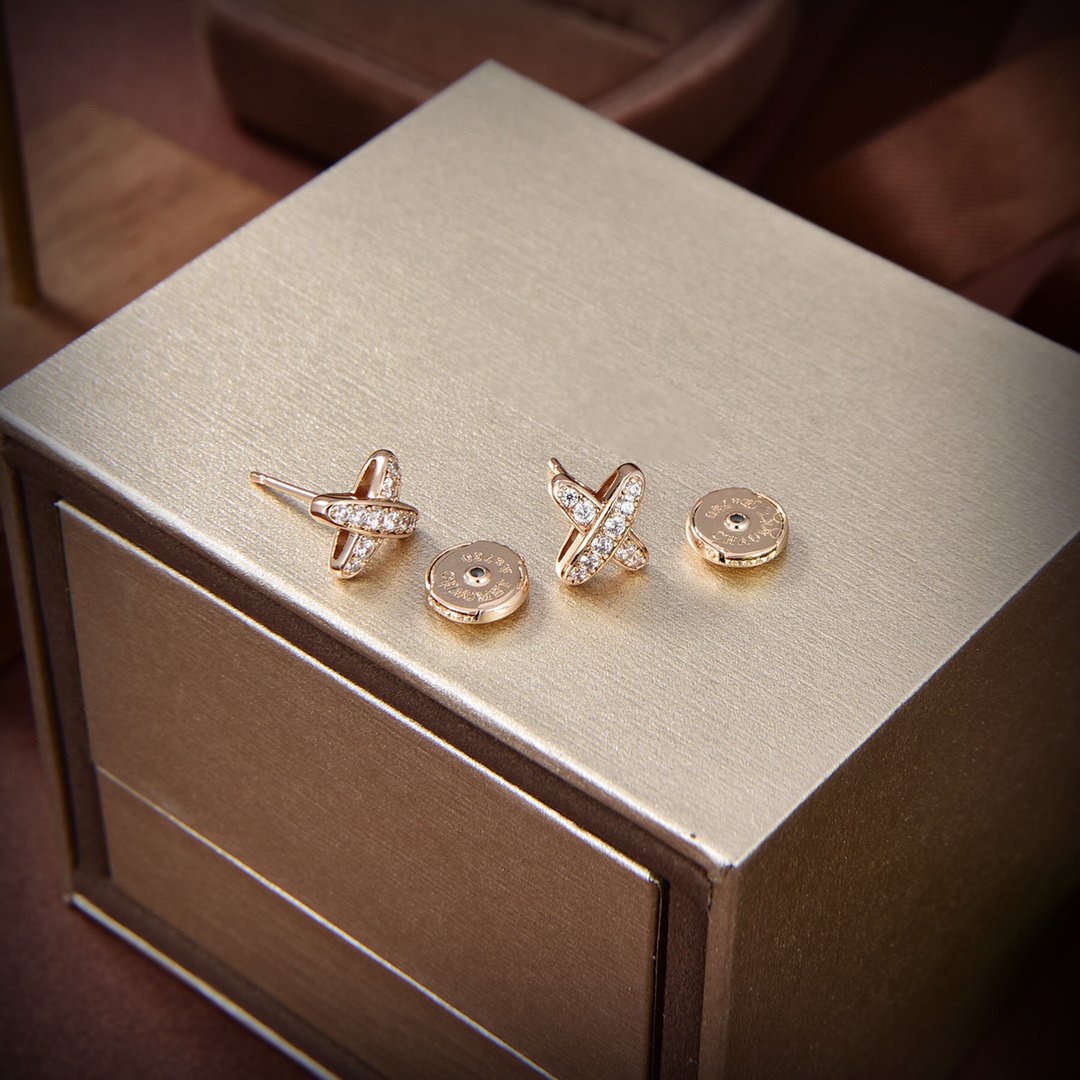 [Royal Jewelry]JEUX DE GOLD DIAMOND EARRINGS