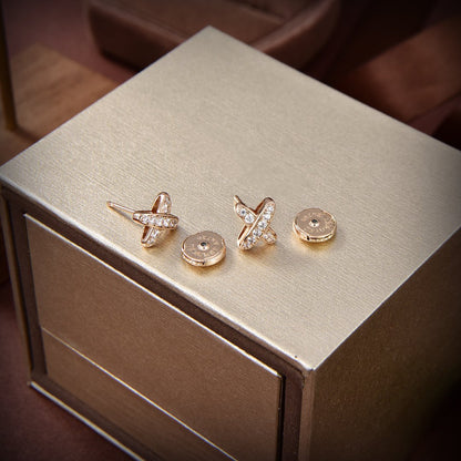 [Royal Jewelry]JEUX DE GOLD DIAMOND EARRINGS