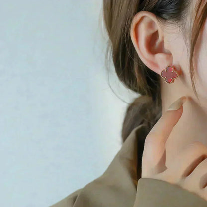 [Royal Jewelry]CLOVER MEDIUM 1 MOTIFS CARNELIAN  EARRINGS