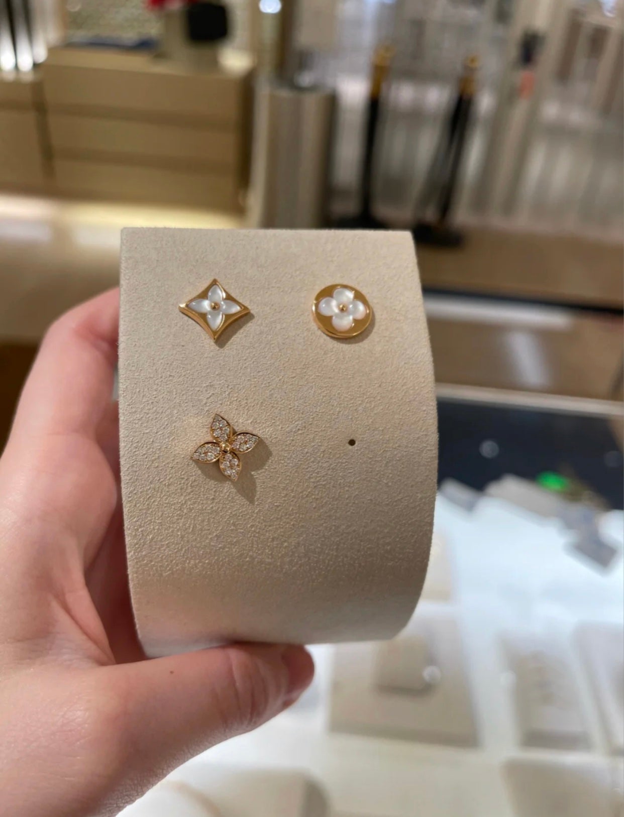 [Royal Jewelry]STAR BLOSSOM STUD EARRINGS PINK GOLD DIAMONDS