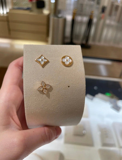 [Royal Jewelry]STAR BLOSSOM STUD EARRINGS PINK GOLD DIAMONDS