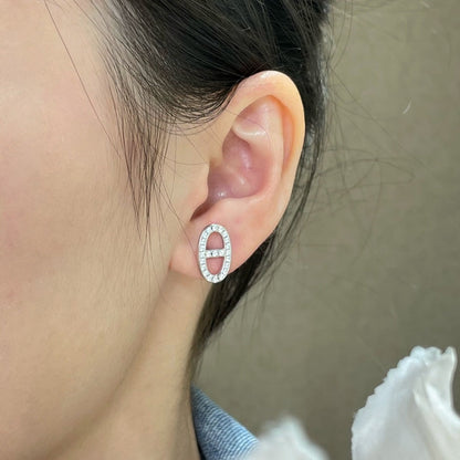 [Royal Jewelry]HM FULL DIAMOND PIG NOSE STUD EARRINGS