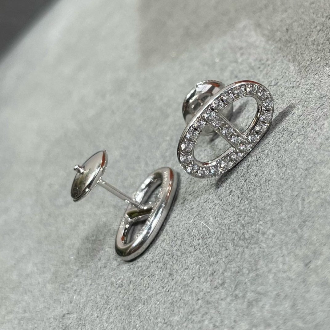 [Royal Jewelry]HM FULL DIAMOND PIG NOSE STUD EARRINGS