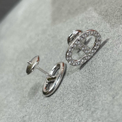 [Royal Jewelry]HM FULL DIAMOND PIG NOSE STUD EARRINGS