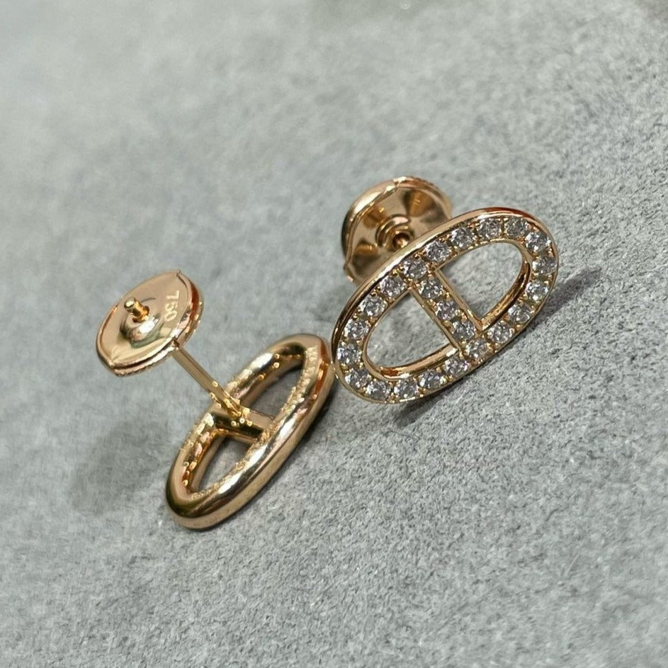 [Royal Jewelry]HM FULL DIAMOND PIG NOSE STUD EARRINGS