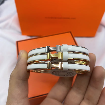 [Royal Jewelry]CLASSIC HM CLIC WHITE 8MM ENAMEL BRACELET
