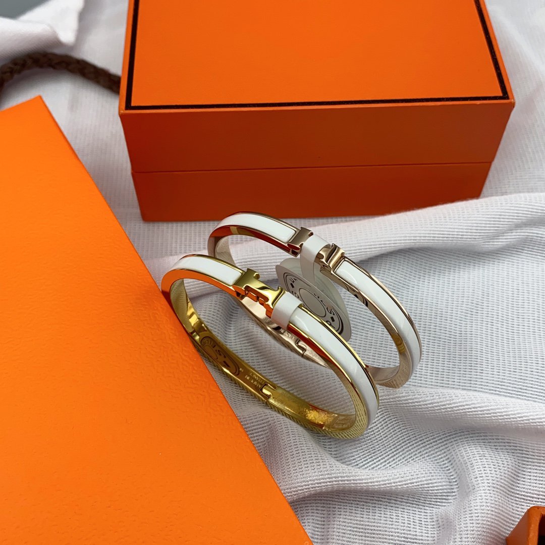 [Royal Jewelry]CLASSIC HM CLIC WHITE 8MM ENAMEL BRACELET