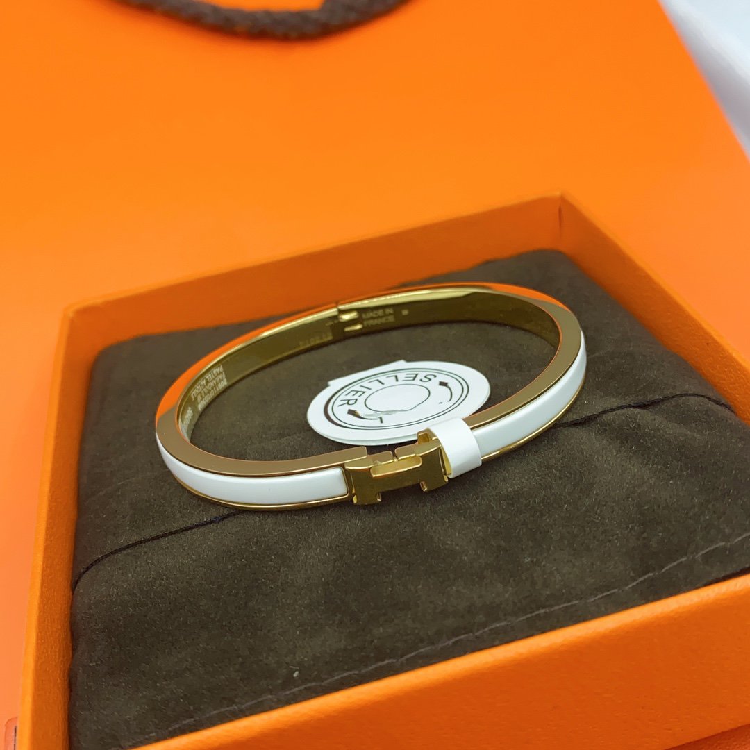 [Royal Jewelry]CLASSIC HM CLIC WHITE 8MM ENAMEL BRACELET
