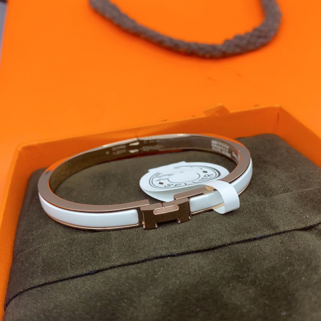 [Royal Jewelry]CLASSIC HM CLIC WHITE 8MM ENAMEL BRACELET