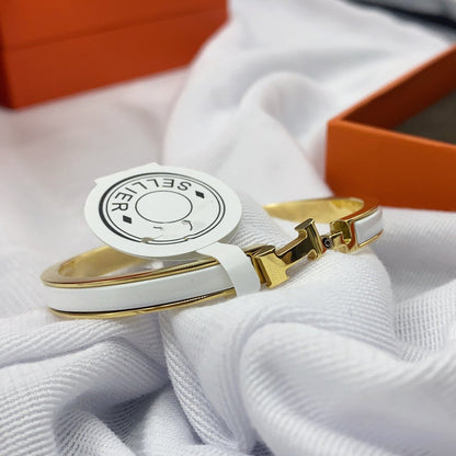 [Royal Jewelry]CLASSIC HM CLIC WHITE 8MM ENAMEL BRACELET