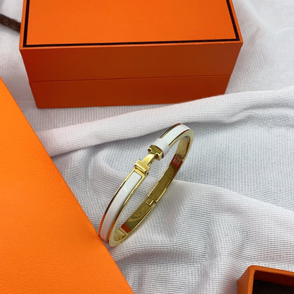 [Royal Jewelry]CLASSIC HM CLIC WHITE 8MM ENAMEL BRACELET