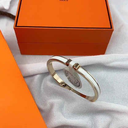 [Royal Jewelry]CLASSIC HM CLIC WHITE 8MM ENAMEL BRACELET