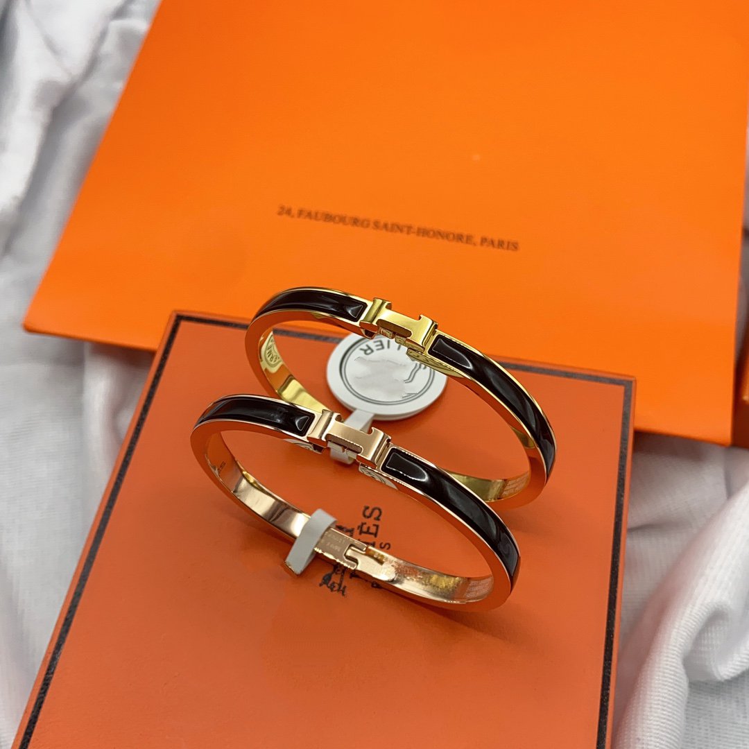[Royal Jewelry]CLASSIC HM CLIC BLACK 8MM ENAMEL BRACELET
