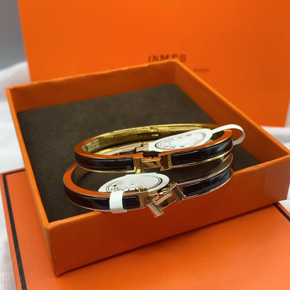 [Royal Jewelry]CLASSIC HM CLIC BLACK 8MM ENAMEL BRACELET