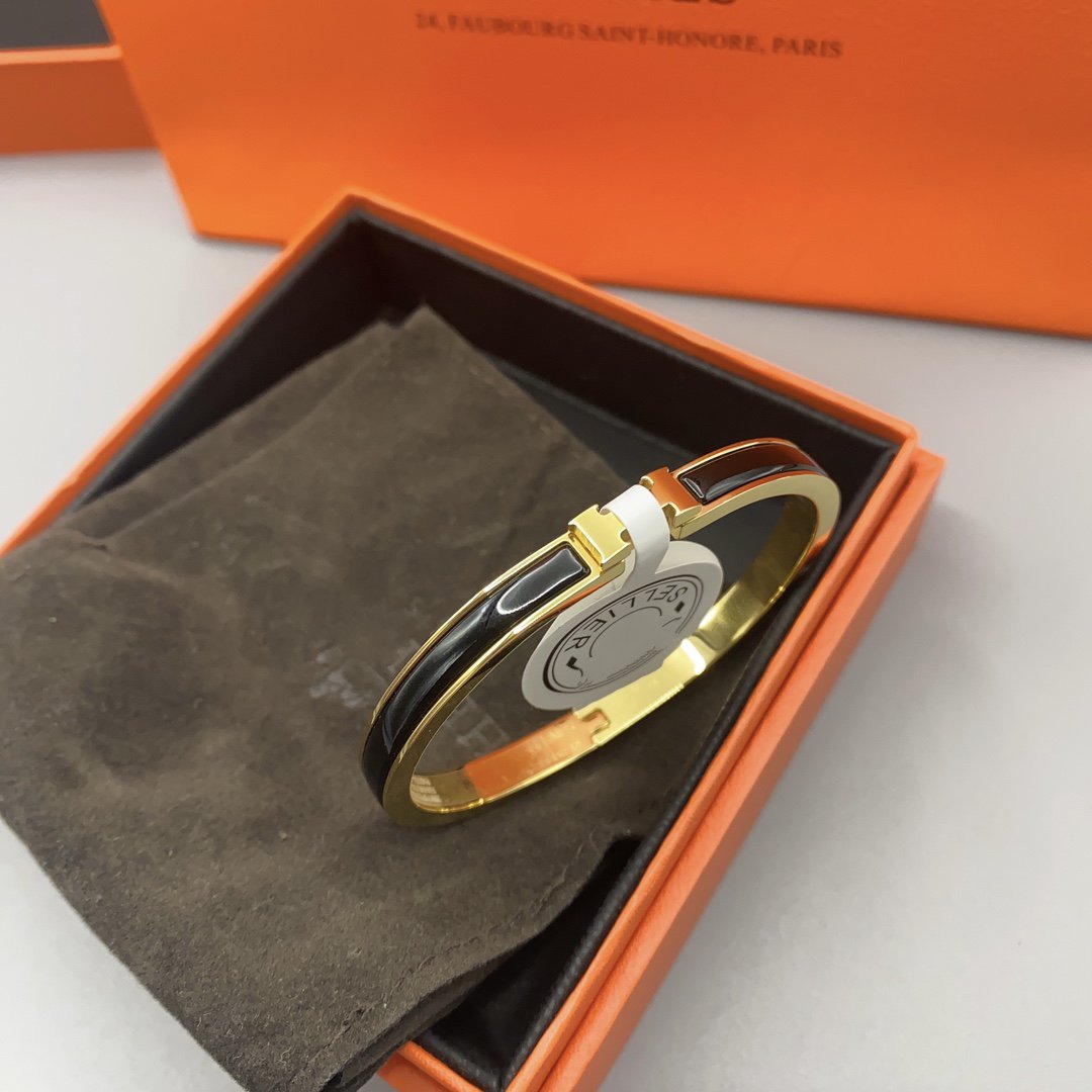 [Royal Jewelry]CLASSIC HM CLIC BLACK 8MM ENAMEL BRACELET