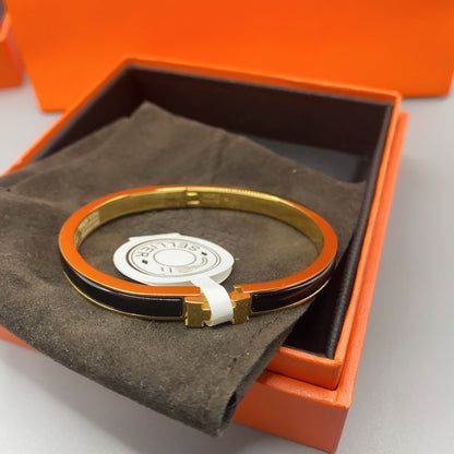 [Royal Jewelry]CLASSIC HM CLIC BLACK 8MM ENAMEL BRACELET