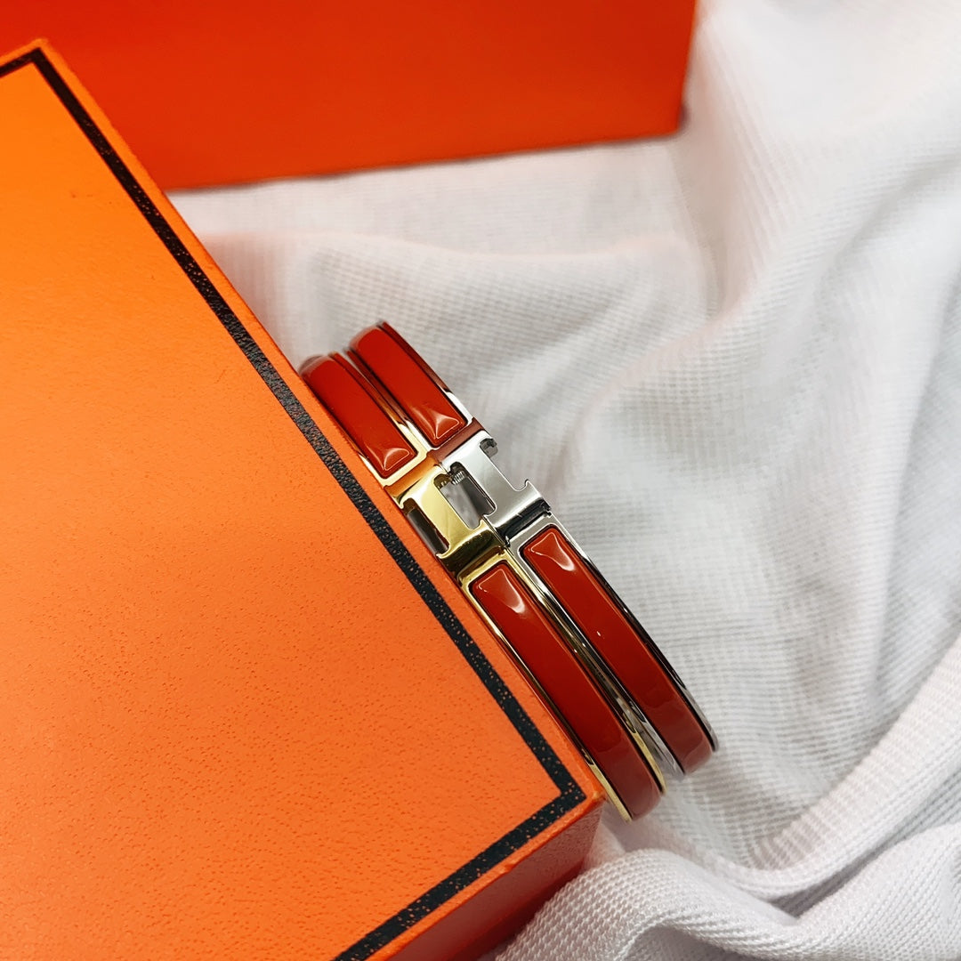 [Royal Jewelry]CLASSIC HM CLIC RED 8MM ENAMEL BRACELET