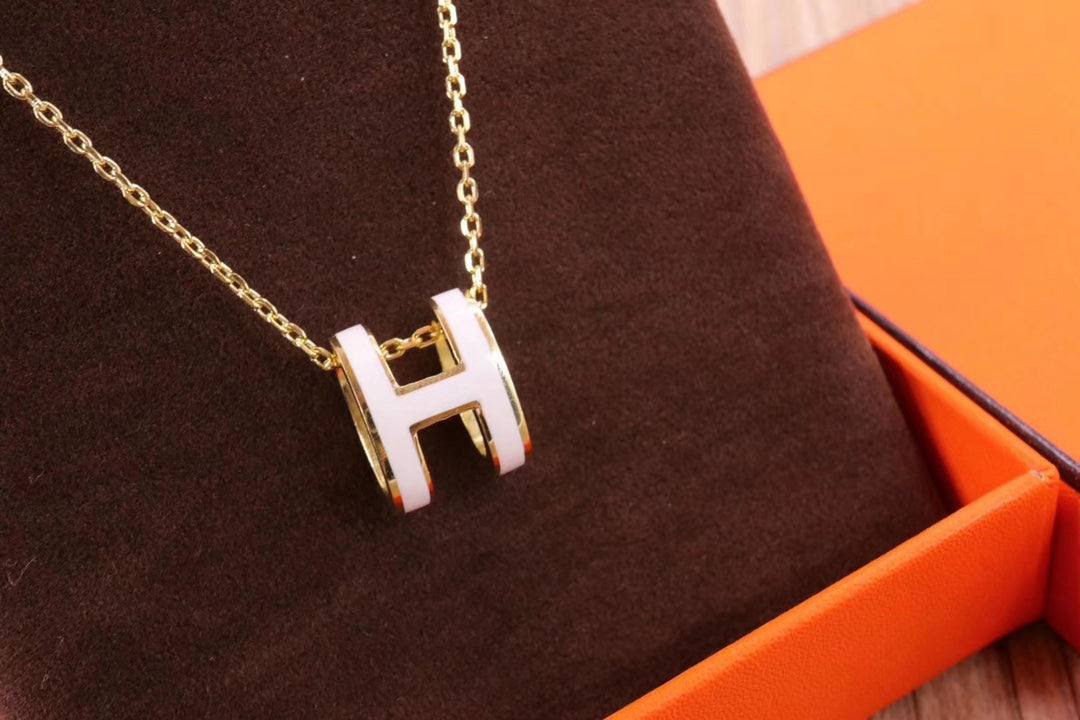 [Royal Jewelry]HM CLIC YELLOW ENAMEL GOLD NECKLACE