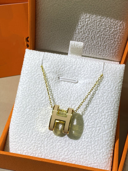 [Royal Jewelry]HM CLIC YELLOW ENAMEL GOLD NECKLACE