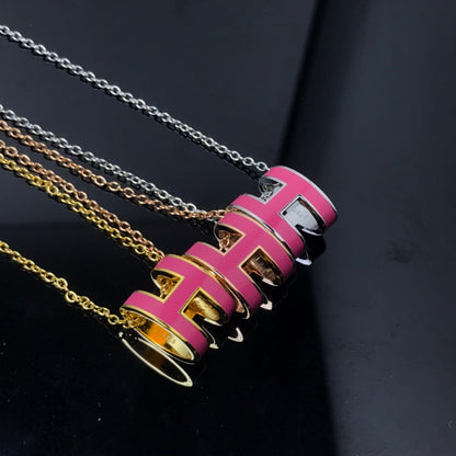 [Royal Jewelry]H NECKLACE PINK