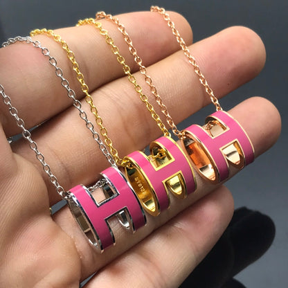 [Royal Jewelry]H NECKLACE PINK