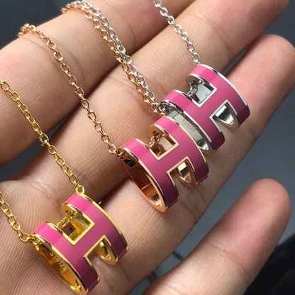 [Royal Jewelry]H NECKLACE PINK