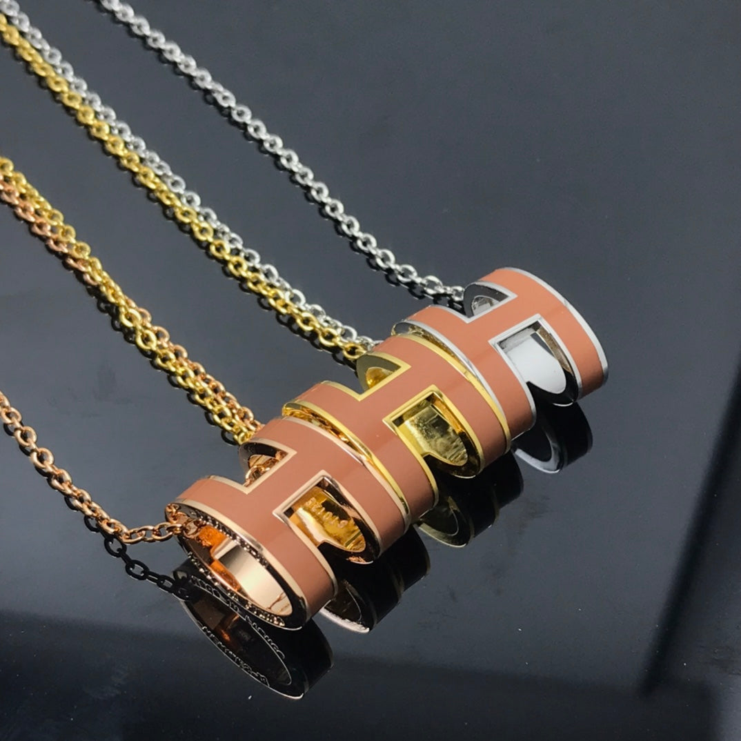 [Royal Jewelry]H NECKLACE BROWN