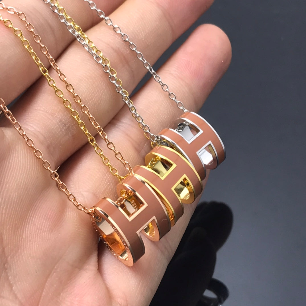 [Royal Jewelry]H NECKLACE BROWN