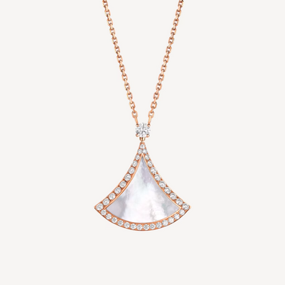 [Royal Jewelry]DREAM MOP DIAMOND PAVED PINK GOLD NECKLACE