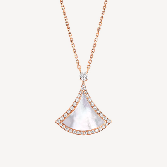[Royal Jewelry]DREAM MOP DIAMOND PAVED PINK GOLD NECKLACE