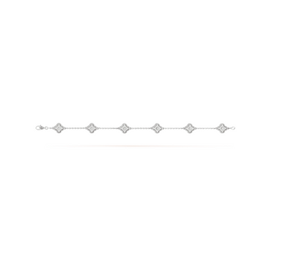 [Royal Jewelry]CLOVER 6 MOTIF SILVER DIAMOND BRACELET