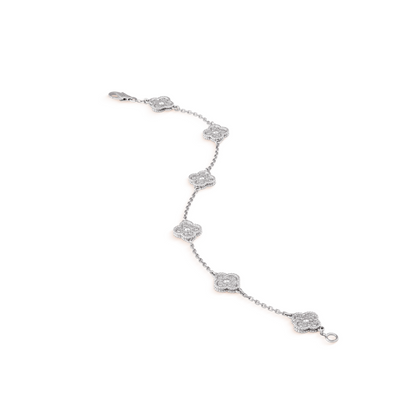 [Royal Jewelry]CLOVER 6 MOTIF SILVER DIAMOND BRACELET