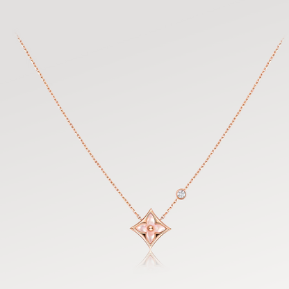 [Royal Jewelry]STAR PINK MOP 1 DIAMOND PINK GOLD NECKLACE