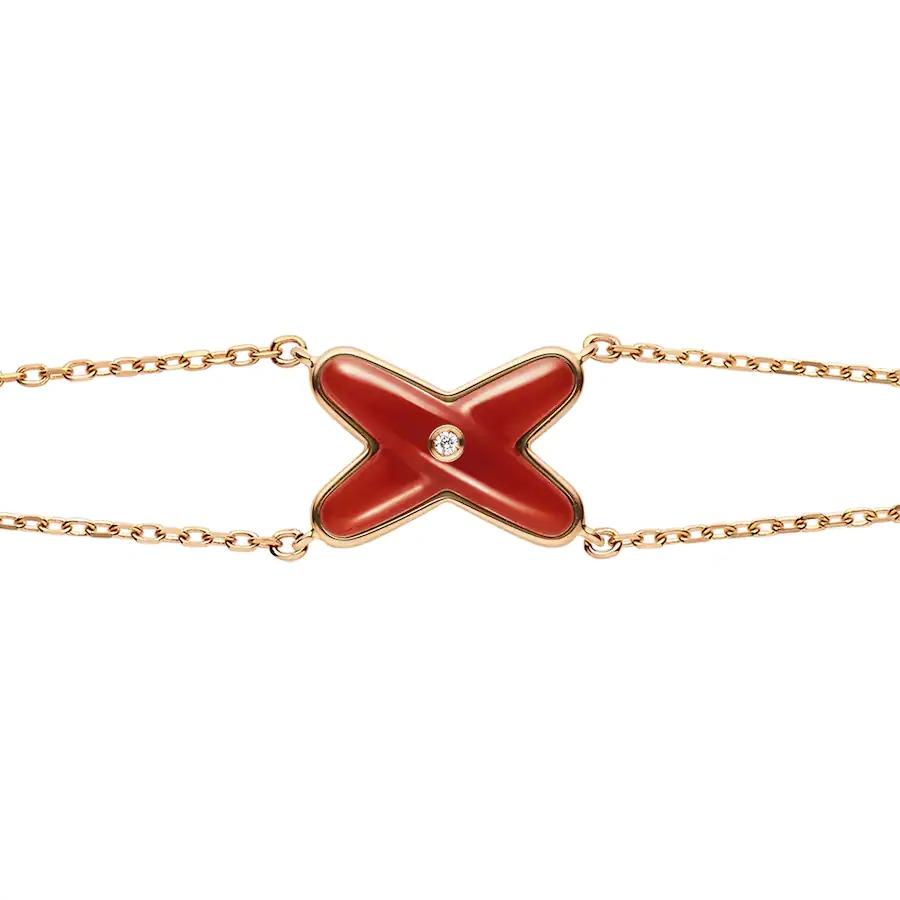 [Royal Jewelry]JEUX BRACELET CARNELIAN PINK GOLD 1 DIAMOND