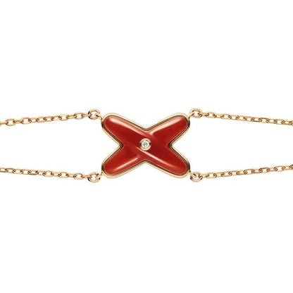 [Royal Jewelry]JEUX BRACELET CARNELIAN PINK GOLD 1 DIAMOND