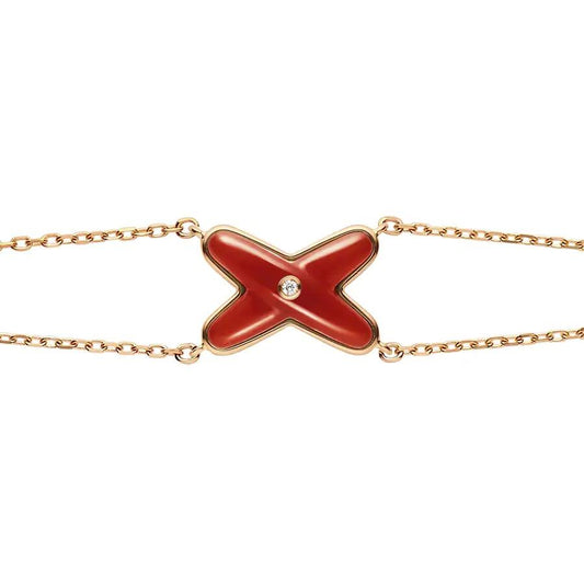 [Royal Jewelry]JEUX BRACELET CARNELIAN PINK GOLD 1 DIAMOND