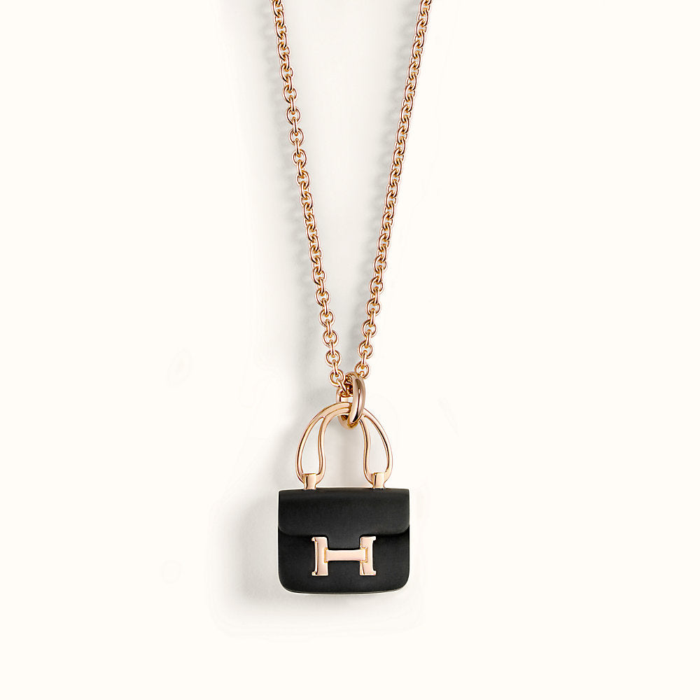 [Royal Jewelry]CONSTANCE BLACK PEDANT PINK GOLD NECKLACE