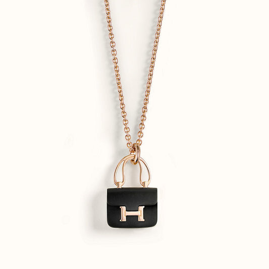 [Royal Jewelry]CONSTANCE BLACK PEDANT PINK GOLD NECKLACE