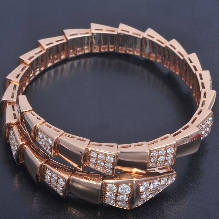 [Royal Jewelry]SERPENTI WIDE BRACELET PINK GOLD DIAMOND