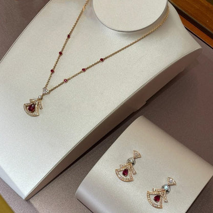 [Royal Jewelry]DREAM NECKLACE CARNELIAN DIAMOND PINK GOLD
