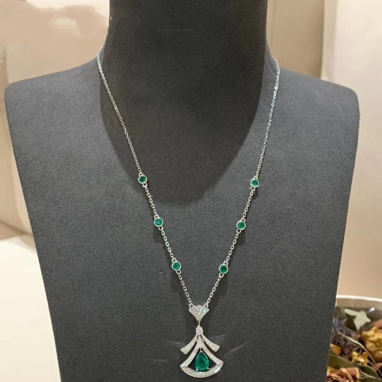 [Royal Jewelry]DREAM NECKLACE MALACHITE DIAMOND SILVER