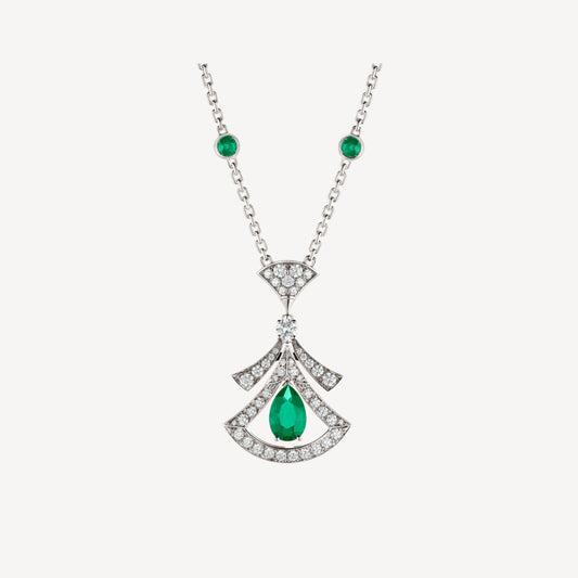 [Royal Jewelry]DREAM NECKLACE MALACHITE DIAMOND SILVER