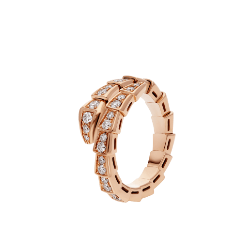 [Royal Jewelry]SERPENTI RING PINK GOLD DIAMOND PAVED 4MM
