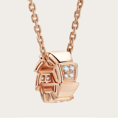 [Royal Jewelry]SERPENTI PEDANT DIAMOND PINK GOLD NECKLACE