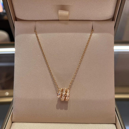 [Royal Jewelry]SERPENTI PINK GOLD NECKLACE DOUBLE RING DIAMOND