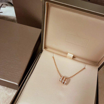 [Royal Jewelry]SERPENTI PINK GOLD NECKLACE DOUBLE RING DIAMOND